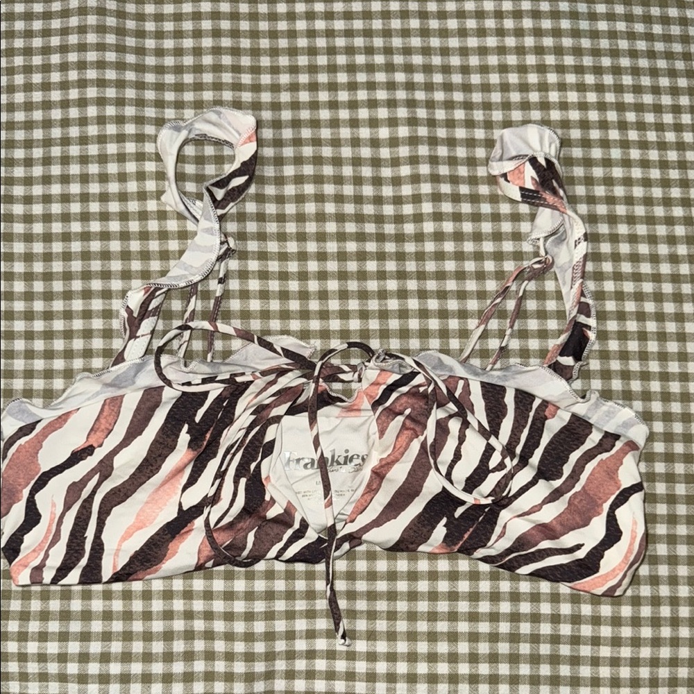 Frankie's Bikinis Zebra Print Bikini Top